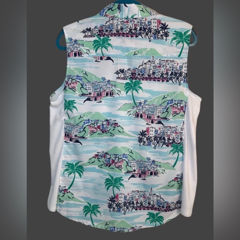 Kim Rogers Sleeveless Blouse Top Shirt Vacation Summer Cruise Sz Petite Large - Picture 2 of 10